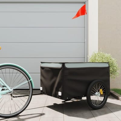 Fietstrailer - Fietskar Transportkar - Zware Goederen Vervoeren - Stevig IJzeren Frame - 45 kg Draagvermogen - Zwart Grijs