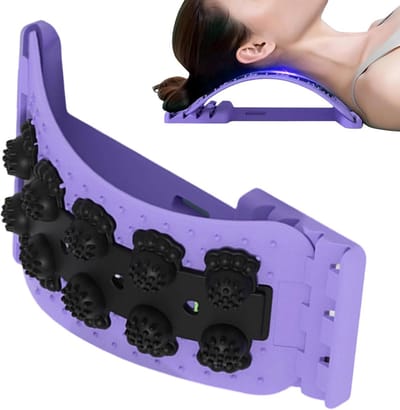 Rugstretcher - Rugmassageapparaat Wervelkolom - Rugpijn Verlichten - Viertraps Verstelbaar - 37.4 x 26.6 x 6.3 cm - Zwart