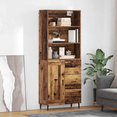 vidaXL - Highboard - 2 - st - Oud - Hout - 69,5 - x - 32,5 - x - 180 - cm - Bewerkt - hout