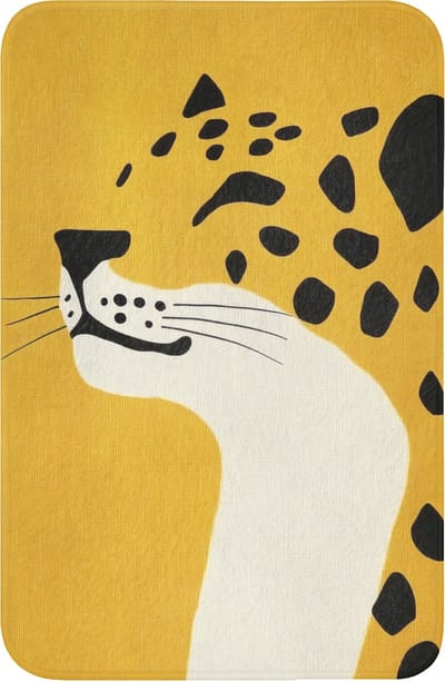 WC mat 40x60 cm - Antislip - Cheetah - Illustratie - Geel - Toiletmat - Vloermat - Douchemat - Toilet tapijt - Toiletmatten