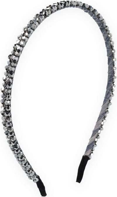 Lajetti Glitter Strass Haarband Zilver - Skinny Diadeem