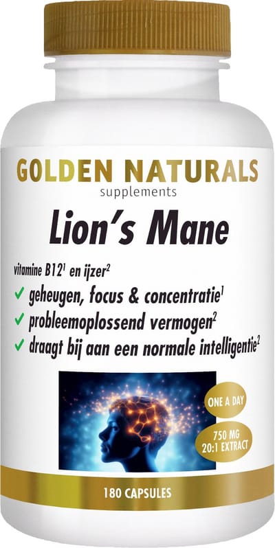 Golden Naturals Lion's mane (180 veganistische capsules)