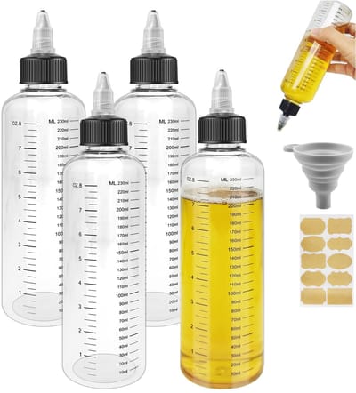 Dailygoods- Knijpfles 250ml - Transparante Doseerfles - Squeeze Fles - Multifunctionele Knijpflessen - Duurzaam Kunststof - Schaalverdeling - Squeeze Bottle