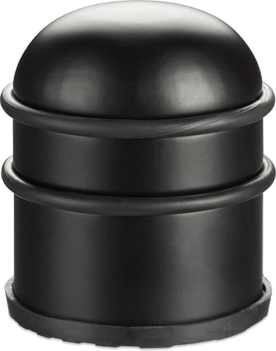 Rubber Door Stopper High Round Indoor Buffer ∅ 7 cm - Stainless Steel Black