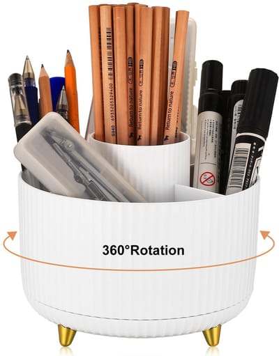 Unyqoos® Bureau Organizer met 360 Graden Draaibare Pennenhouder voor Efficiënte Opslag en Organisatie