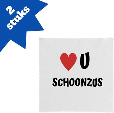 Akyol - love u schoonzus brillendoekjes - Zus - de liefste schoonzus - verjaardag - cadeautje voor zus - zus artikelen - kado - geschenk - 17,8 bij 17,8 cm - 2 stuks