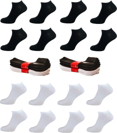 Belucci Katoenen Dames Sneakersokken 16 Paar Black & White Maat 35/38