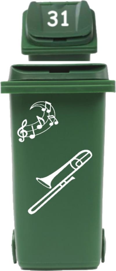 Sticker set Trombone + muzieknoten + Deksel nummer | Rosami Decoratiestickers
