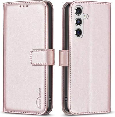 BINFEN Hoesje - Geschikt voor Samsung Galaxy A15 Hoesje - BINFEN Color Book Case - Rose Gold