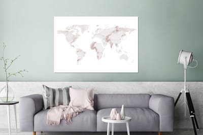 Aluminium schilderij 120x80 cm - Wanddecoratie metaal - Wereldkaart - Marmer - Koper - Metalen muurdecoratie woonkamer - Decoratie industrieel - Foto op dibond - Industriële accessoires slaapkamer