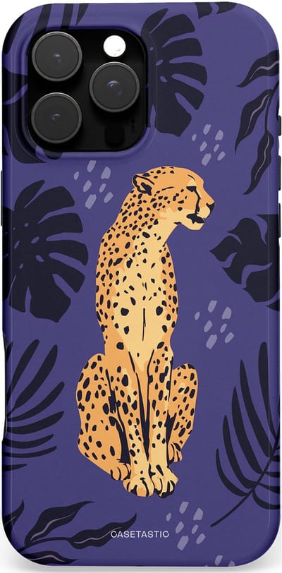 Casetastic hoesje geschikt voor Apple iPhone 16 Pro Max - MagSafe - Dubbellaagse bescherming - Cheetah elegantie - Fashion Case - Donkerblauw