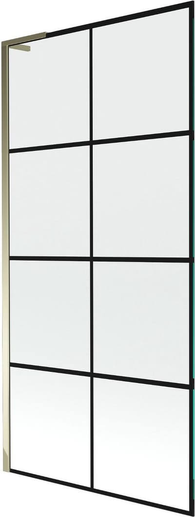 Mexen Next L badwand 1-delig 90 x 150 , zwart rooster, goud - 895-090-000-03-77-50