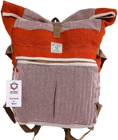Ancient Wisdom - Rugzak - Hennep trekking rugzak met rolmechanisme - Outdoor - Backpack - Reis - Avontuur - Rugdrager - Trekking