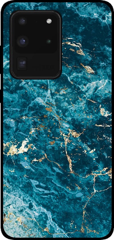 Smartphonica Telefoonhoesje voor Samsung Galaxy S20 Ultra met marmer opdruk - TPU backcover case marble design - Blauw geschikt voor Samsung Galaxy S20 Ultra