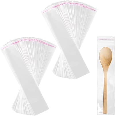 Transparante Cellofaanzakjes 200 Stuks 5 x 15 cm, 50 µm Met Plaksluiting, Ideaal voor Snoep, Sleutelhangers en Cadeautjes