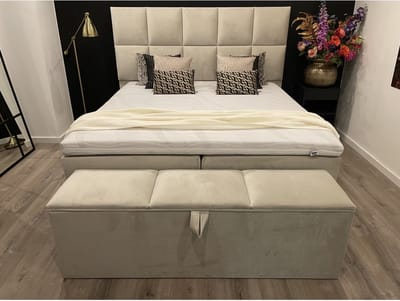 Boxspring XXL 140x200 Novara incl. Meegestofferde 7-zones Pocketvering matrassen & Hotel topper HR45 koudschuim (extra stevig).