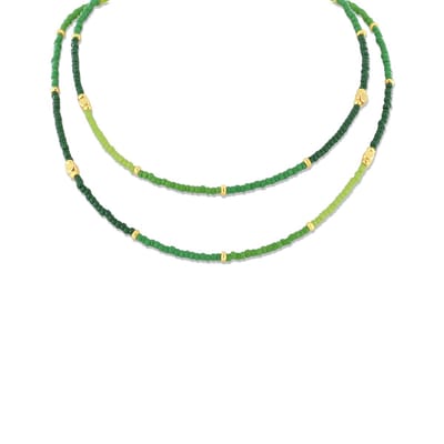 CO88 Collection 8CN-26359 Miyuki Kralen ketting 75cm - Groentinten - 2,2mm Dikte - Staal - Goudkleurig
