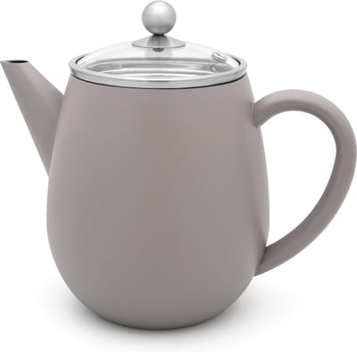 Bredemeijer - Dubbelwandige theepot Eva - 1,1 liter - Betongrijs - Met filter