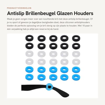 Dailygoods- Brillenbeugel Antislip - Siliconen Oorhaken - 15 Paar - Duurzaam - Lichtgewicht - Creatief Cadeau - Brilhouder