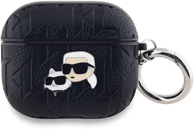 Karl - Lagerfeld - Monogram Karl & Choupette Hoofdhoes voor AirPods - 3 - zwart