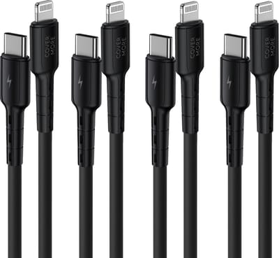 Voordeelpak oplaadkabels geschikt voor iPhone kabels - 4 stuks - 1m - Zwart