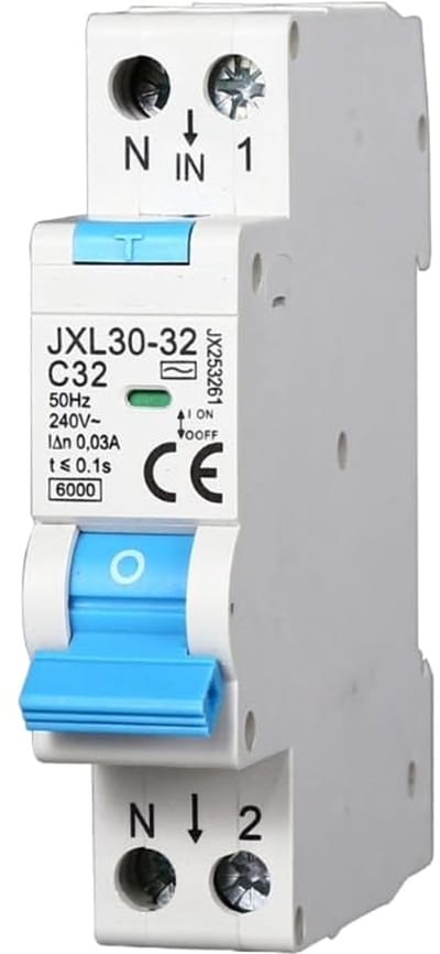 Magnetische Schakelaar - Stroomonderbreker - Elektrische Beveiliging - Aardlekautomaat - 32A 30mA - Grijs