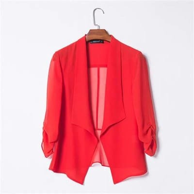 Lente en zomer dames chiffon vest over dunne coltrui met cropped top 2XL red
