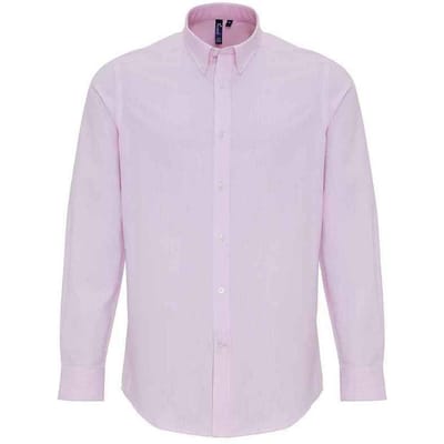 Premier Heren Stripe Oxford Overhemd (Wit/Roze)
