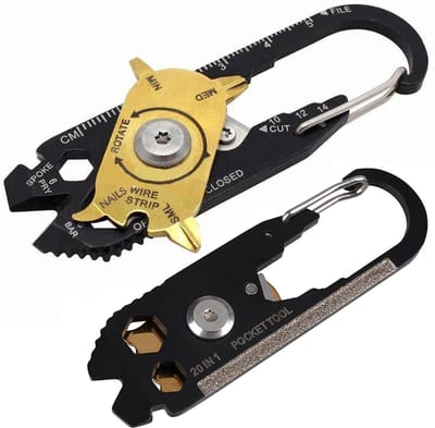 Go Go Gadget - 20-in-1 Multitool - Sleutelhanger karabijnhaak - Survival - Noodpakket - Preppen - 1 stuk