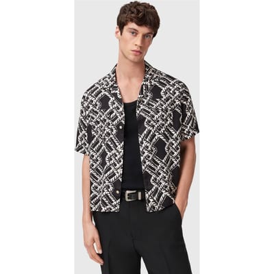 AllSaints Twined Ss Shirt Jet Black Taglia: XS | Camicie Casual Outlet | Uomo | Nero