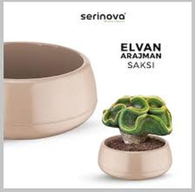 Sierpotten mokka S Elvan Arrangement Pot - Set van 3 lage taupe bloempotten met drainagesysteem