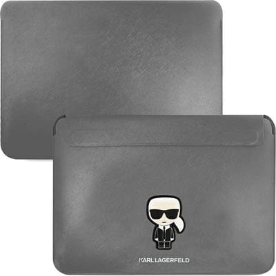 Karl Lagerfeld Saffiano - Laptop Cover - 16 inch - Zilver - Luxe Ontwerp