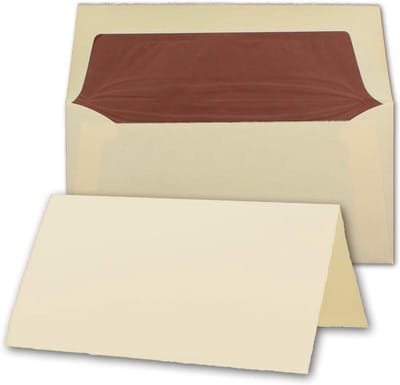 Set van 12 DIN Lange Vouwkaarten (100x210mm) - 240 g/m² - Ivoorwit Dubbel Gestructureerd Karton