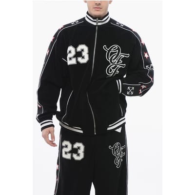 Terry NATLOVER VARSITY trainingssweater met tape-detail in zwart