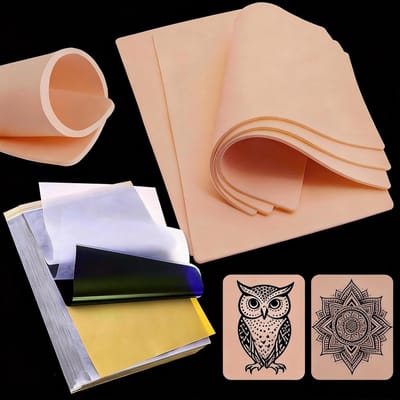 8 stuks dubbelzijdige tattoo-oefenhuid en stencilpapier voor beginners en professionele kunstenaars, ideaal voor oefening en creatie