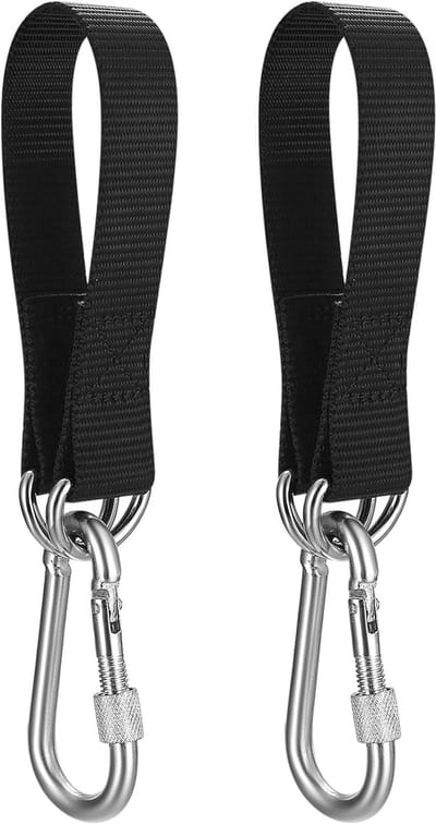 Ynkkvre - Ophangriem – Hangende Riem – Ophangsysteem – Schommelbevestiging – Hangmat Ophangsysteem – Ophangriem met Karabijnhaak – Draagvermogen 90kg per Band – Gereedschapvrije Montage – Commercieel Nylon Materiaal – Geschikt voor alle Schommeltypes