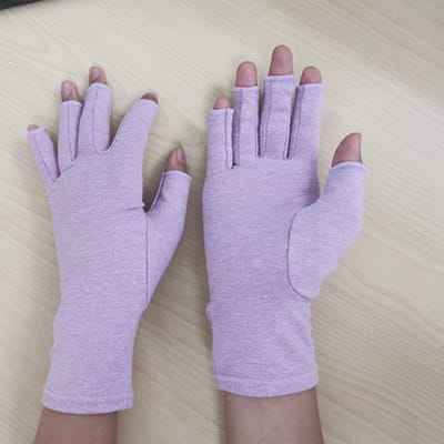 2 paar compressiehandschoenen voor artritis voor vrouwen en mannen, bamboe compressiehandschoenen voor artritis voor pijnverlichting bij reumatoïde artritis en artrose, vingerloze handschoenen (maat XL) - licht paars