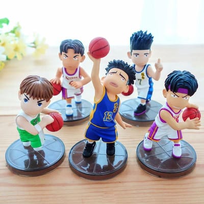 5 pièces/set Figurine d'Action en PVC SLAM DUNK Modèle Sakuragi Hanamichi Rukawa Kaede Voiture Bureau Décoration de Bureau Cadeau Jouets beige