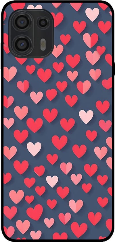Smartphonica Telefoonhoesje Geschikt voor Motorola Edge 20 Lite met Roze en Rode Hartjes Opdruk - TPU Backcover Case With Rosé and Red Heart Design geschikt voor Motorola Edge 20 Lite