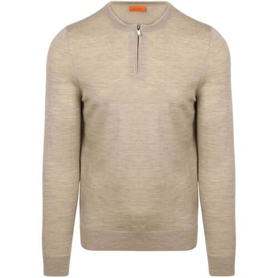 Suitable Crew Zip Merino Sand - Maat XXL - Heren - Quarter zip - Schipperstrui met rits - Volwassen mannen - Sweater