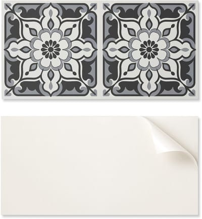 Set vinyl vloertegels met bloemenpatroon en ornamenten 10x40x20 cm