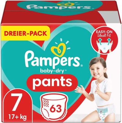 Luiers maat 7 (17kg+) met 63 lagen, makkelijk aan te trekken, betrouwbare droogheid
