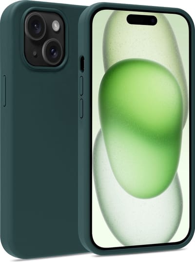 Hoesje Geschikt voor Apple iPhone 15 - Sterk & Shockproof - Hoes Cover - Siliconen Case - Donkergroen