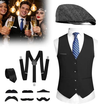 1920s Carnavalskostuum voor Mannen, Peaky Blinders Outfit, Accessoires voor Feesten, Braces en Kostuums voor Carnaval