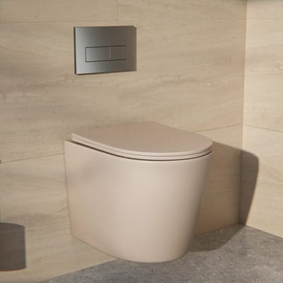 Hangtoilet Mirlux Varo Taupe - Randloos Wandcloset - Softclose Zitting - Keramisch Toiletpot - Zwevend Toilet