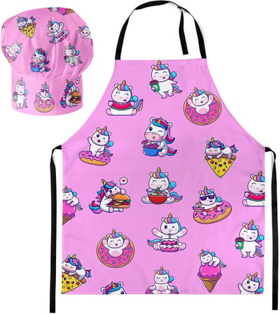 FEROCITY - Kinderkeukenset: Koksmuts + Kinderschort 2-delige Set - met klittenband - Unisex - Eenhoorn Baby