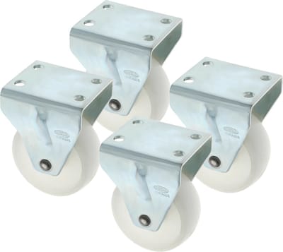 AMIG bokwiel/transportwiel - 4x - D40mm - polyamide - 30kg draagvermogen - wit