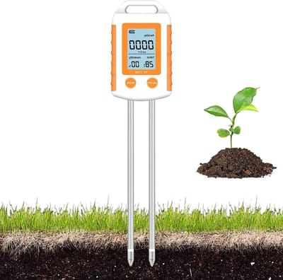 Digitale Bodemtester - pH-meter Tuin - Plantenverzorging Optimaliseren - 6-in-1 Metingen - 26.5 cm - Zwart