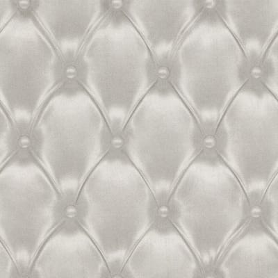 Rasch Chesterfield Vliesbehang Taupe – 3D Gekapitonneerd Lederlook Effect