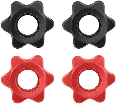 Dailygoody - Halterstang Clips - Zeskantige Halter Moeren - Anti-slip en Duurzaam - Zwart en Rood - Halteraccessoires - Geschikt voor Fitness en Thuis